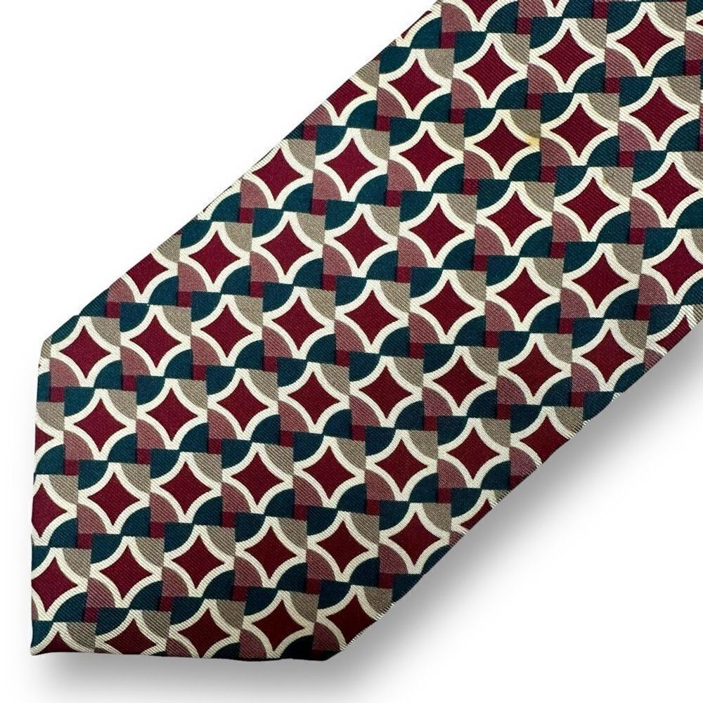 Kuppenheimer Men's Necktie Abstract Diamond‎ Grid Pattern 100% Silk Retro Funky